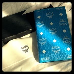 MCM Passport Holder in White Logo Visetos - NWT